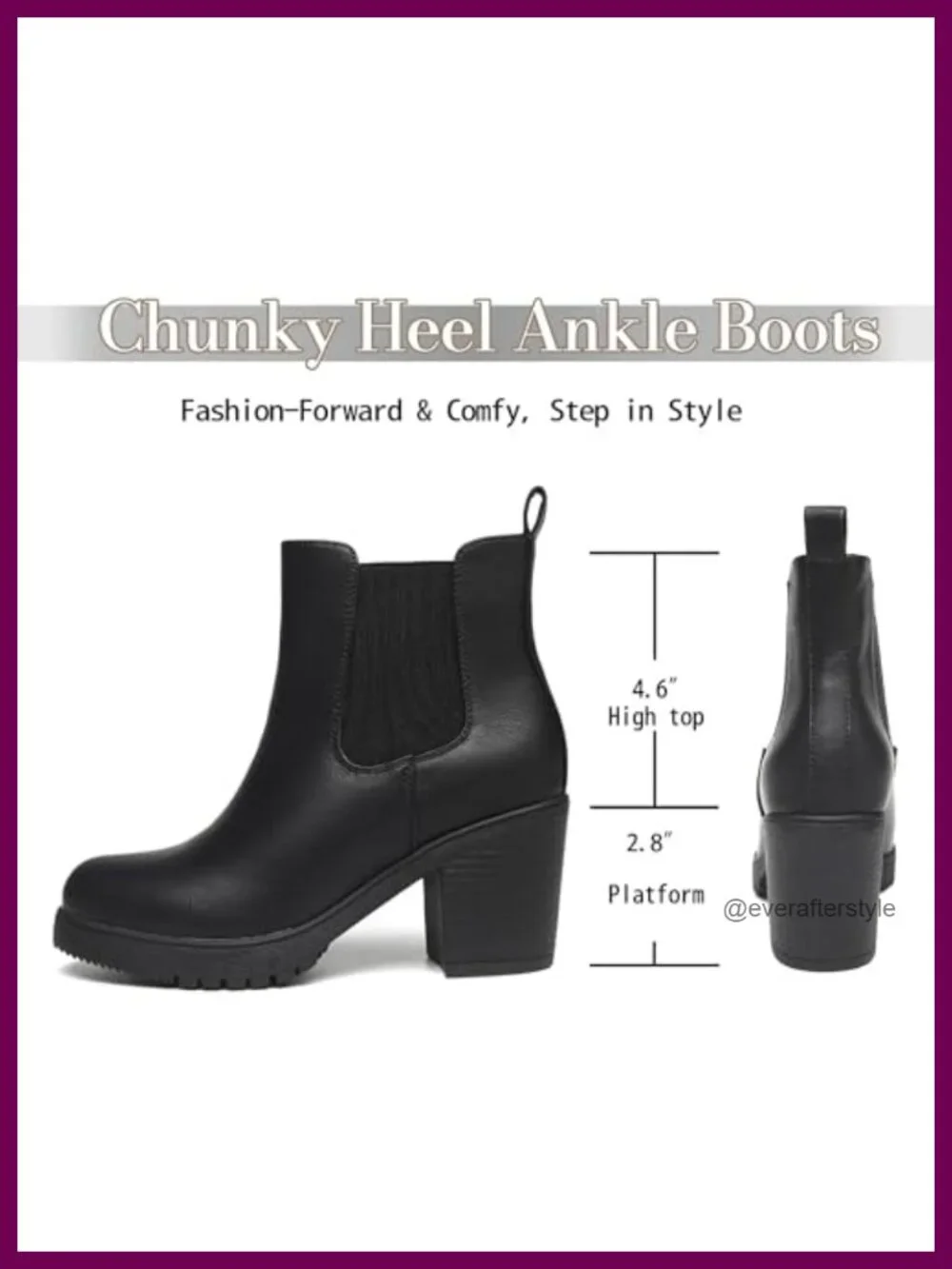Vegan Leather Low Heel Chunky Ankle Boots Women Chelsea Bootie